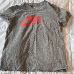 Nike Kids Heather Gray Tee with Red Swoosh